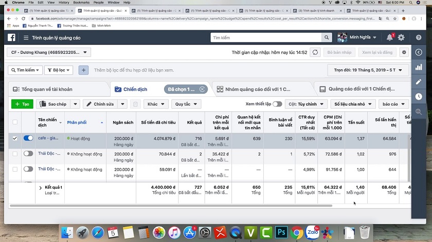 trình quản lý quảng cáo của facebook